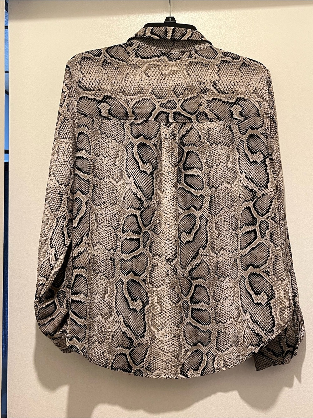Michael Kors Neutral Snake-Print Half-Zip Blouse - Picture 6 of 6